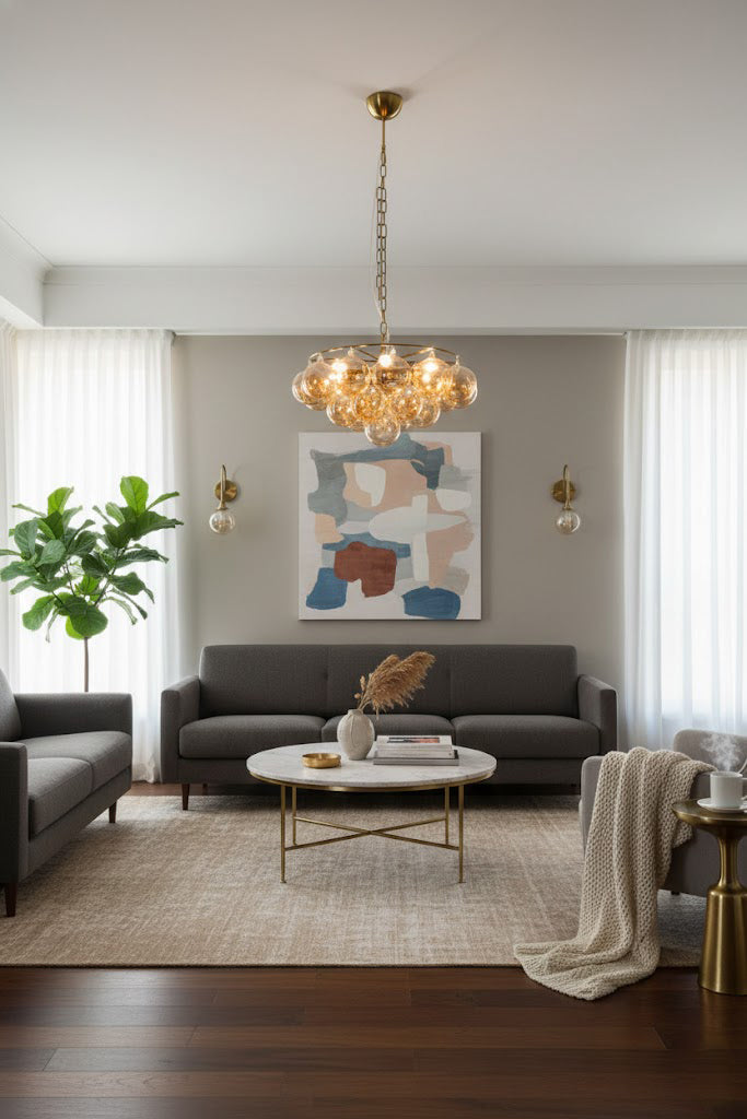 Amber Bubble Glass Chandelier