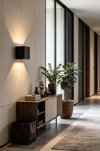 Celestial Tectonic Black Travertine Wall Lamp