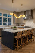 Contemporary Undulating Alabaster Tube Chandelier