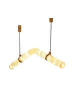 Contemporary Undulating Alabaster Tube Chandelier