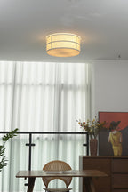 Crosshatch Linen Fabric Flush Mount Ceiling Light