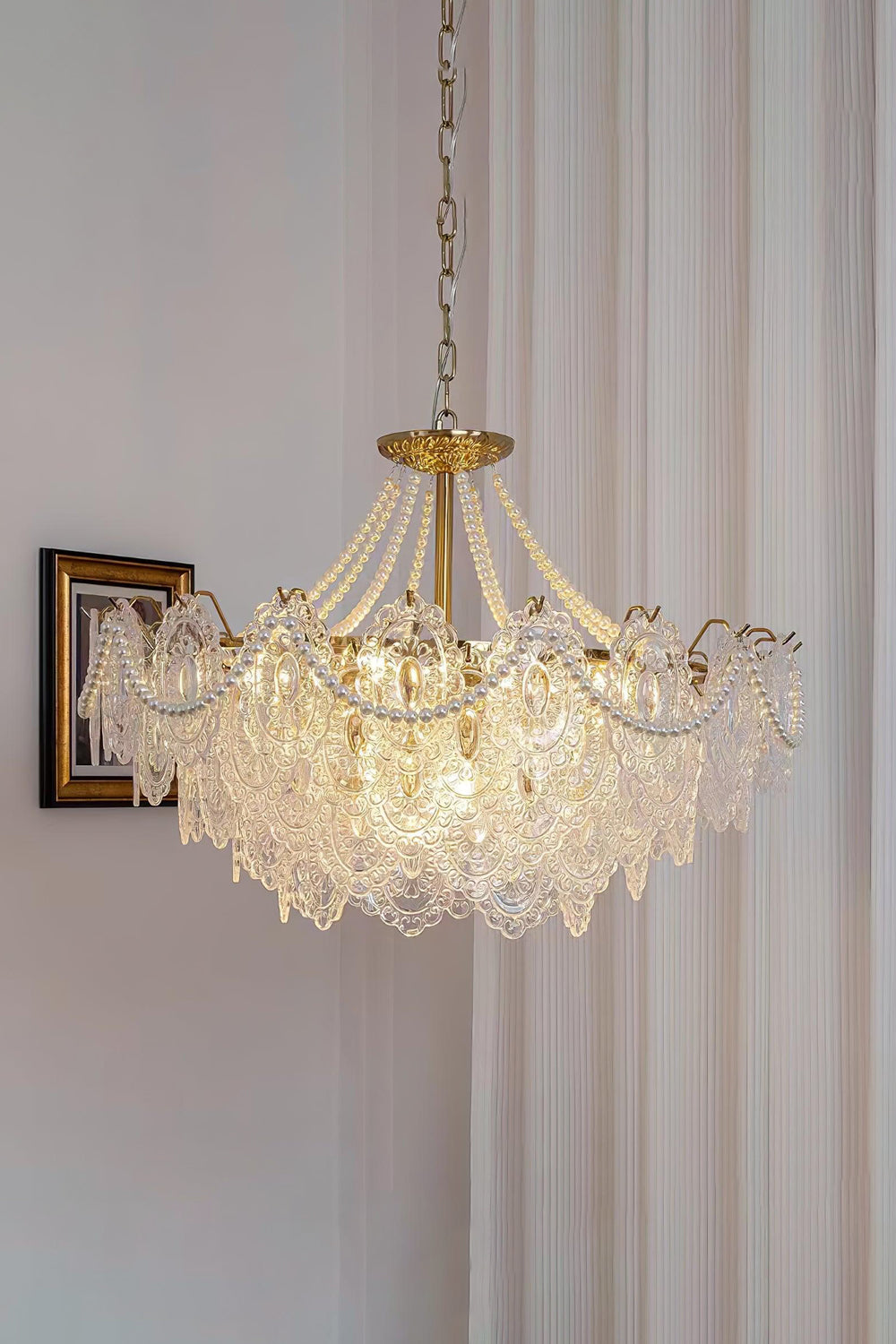 Embossed Pearls Glass Chandelier