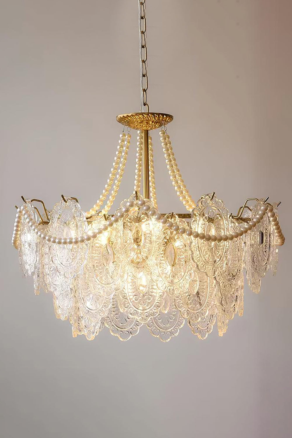 Embossed Pearls Glass Chandelier