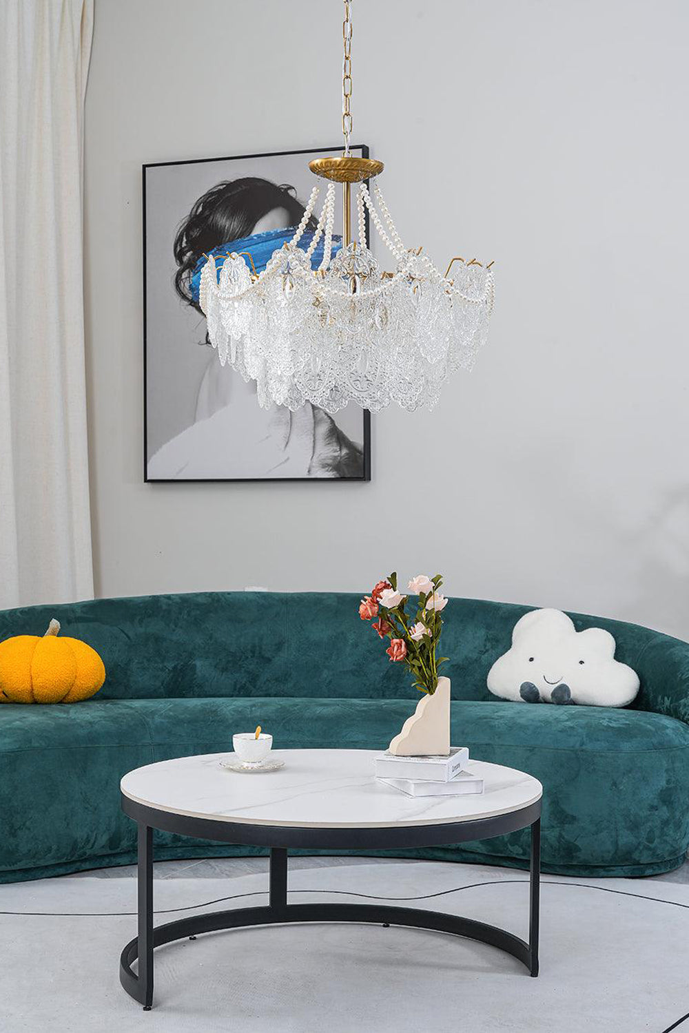 Embossed Pearls Glass Chandelier