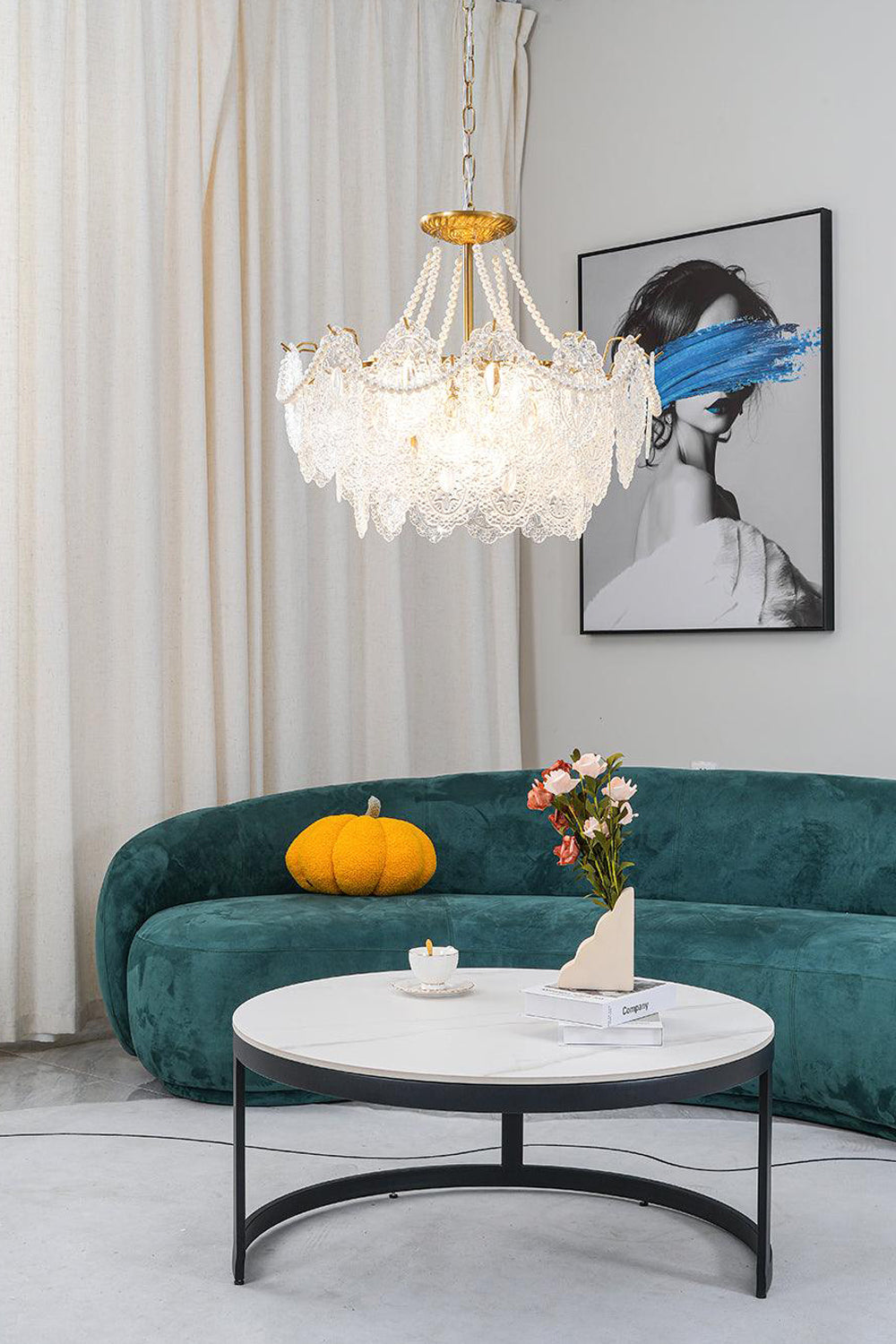 Embossed Pearls Glass Chandelier