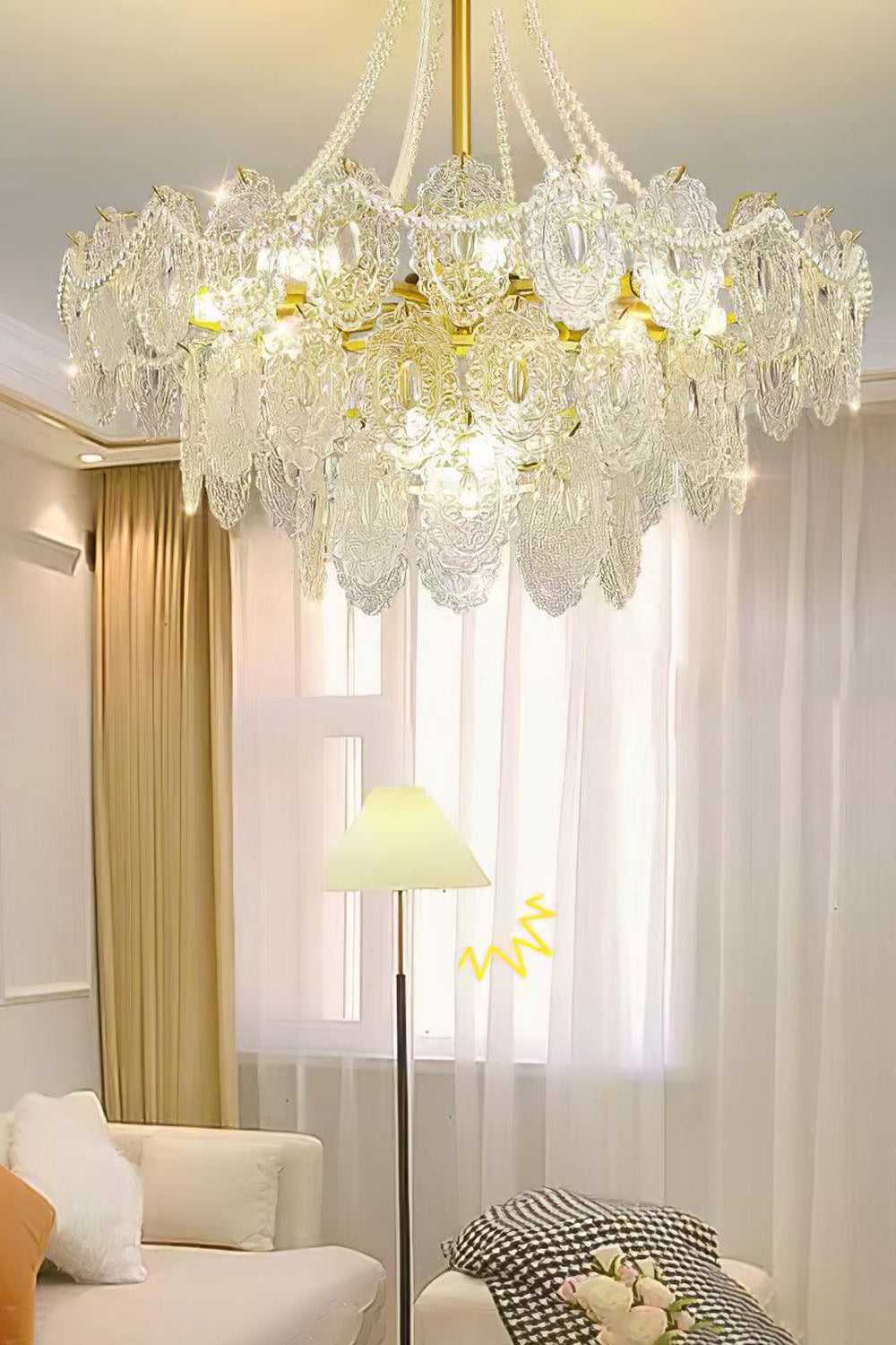 Embossed Pearls Glass Chandelier