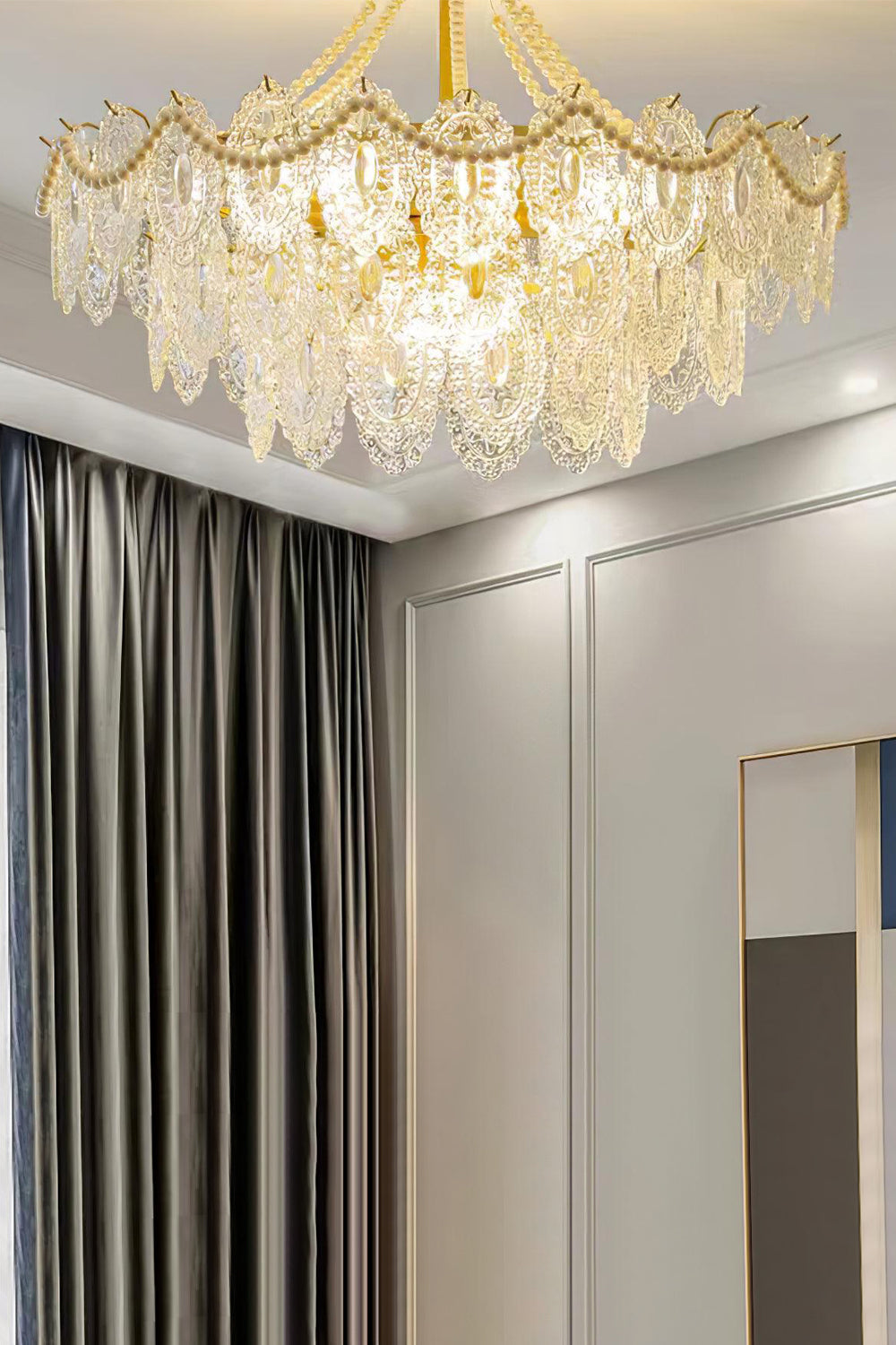 Embossed Pearls Glass Chandelier