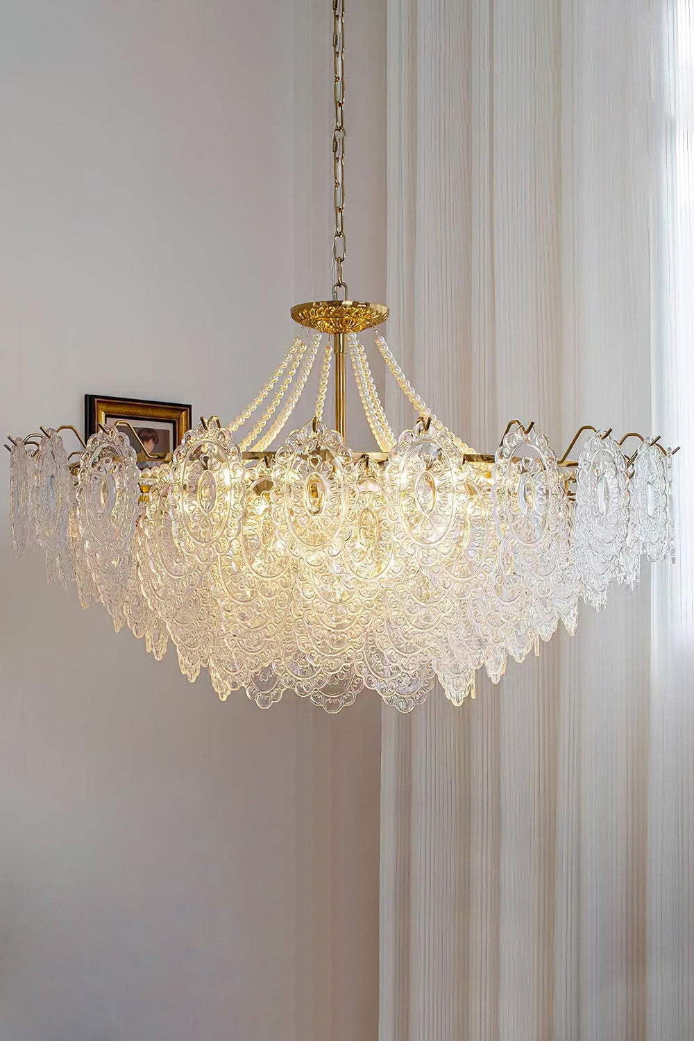 Embossed Pearls Glass Chandelier