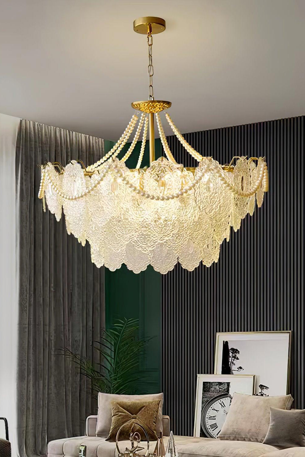 Embossed Pearls Glass Chandelier