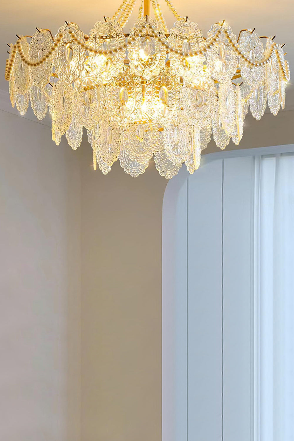 Embossed Pearls Glass Chandelier