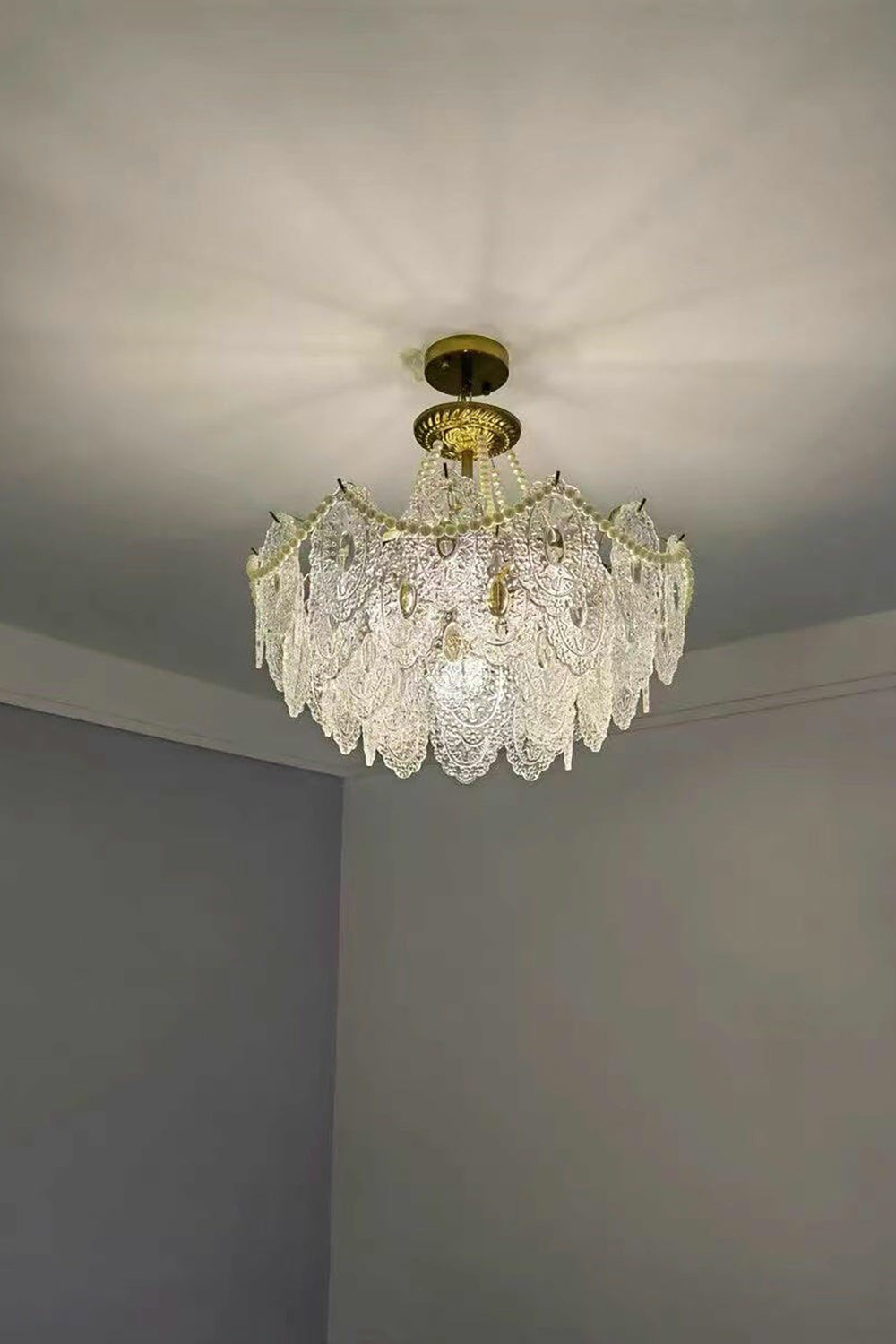Embossed Pearls Glass Chandelier