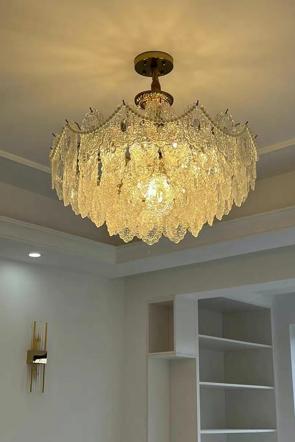 Embossed Pearls Glass Chandelier