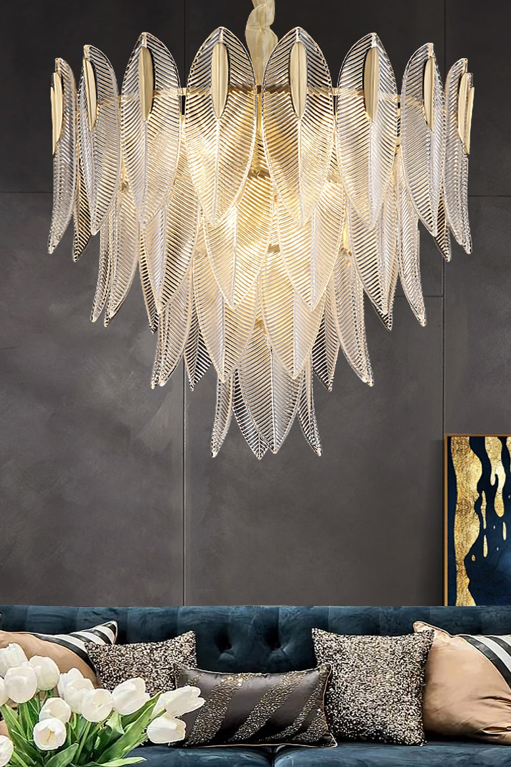 Glass Feathers Chandelier