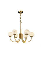 Modern Brass Chandelier with Alabaster Glob