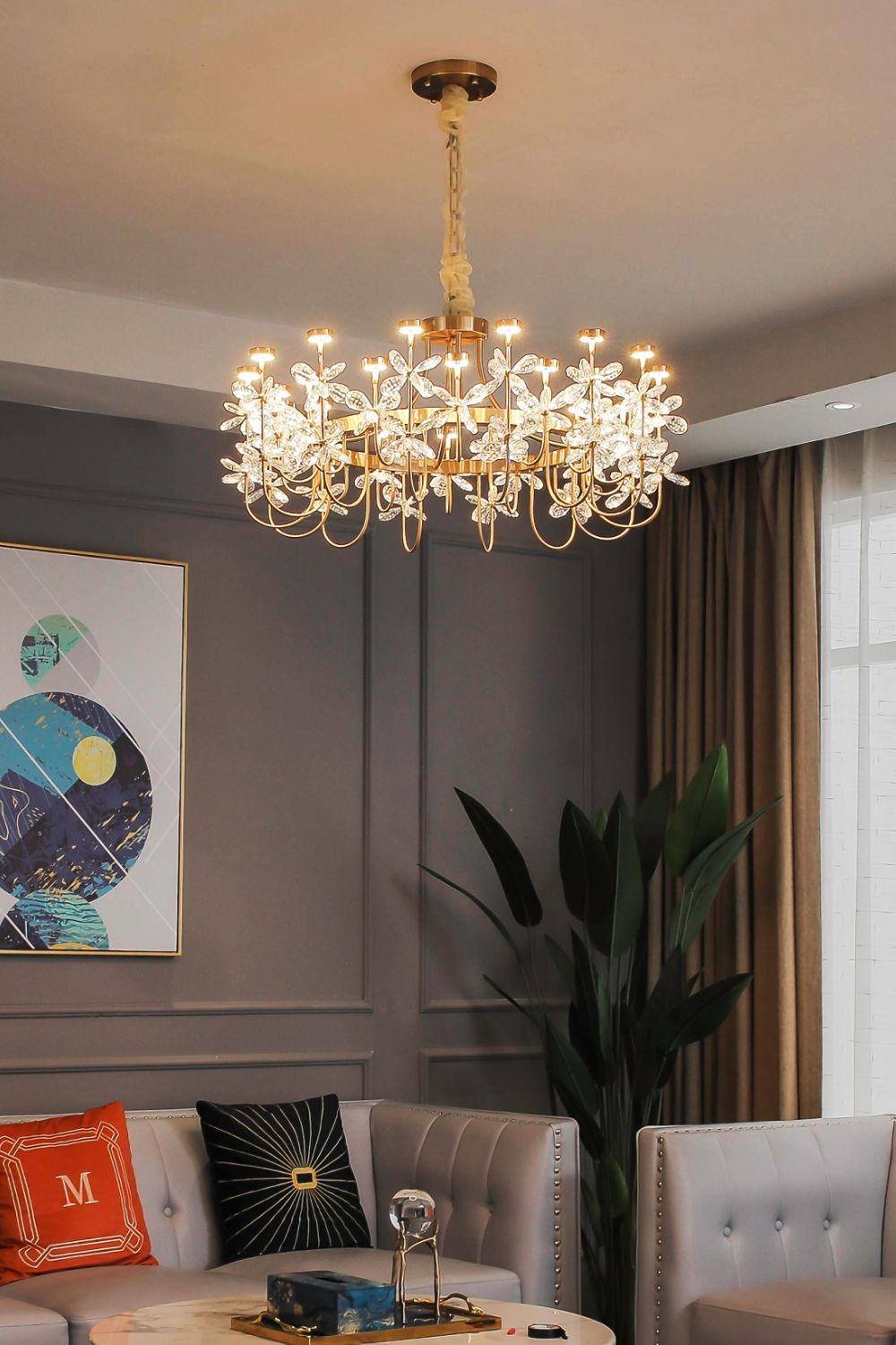 Olander flower crystal chandelier