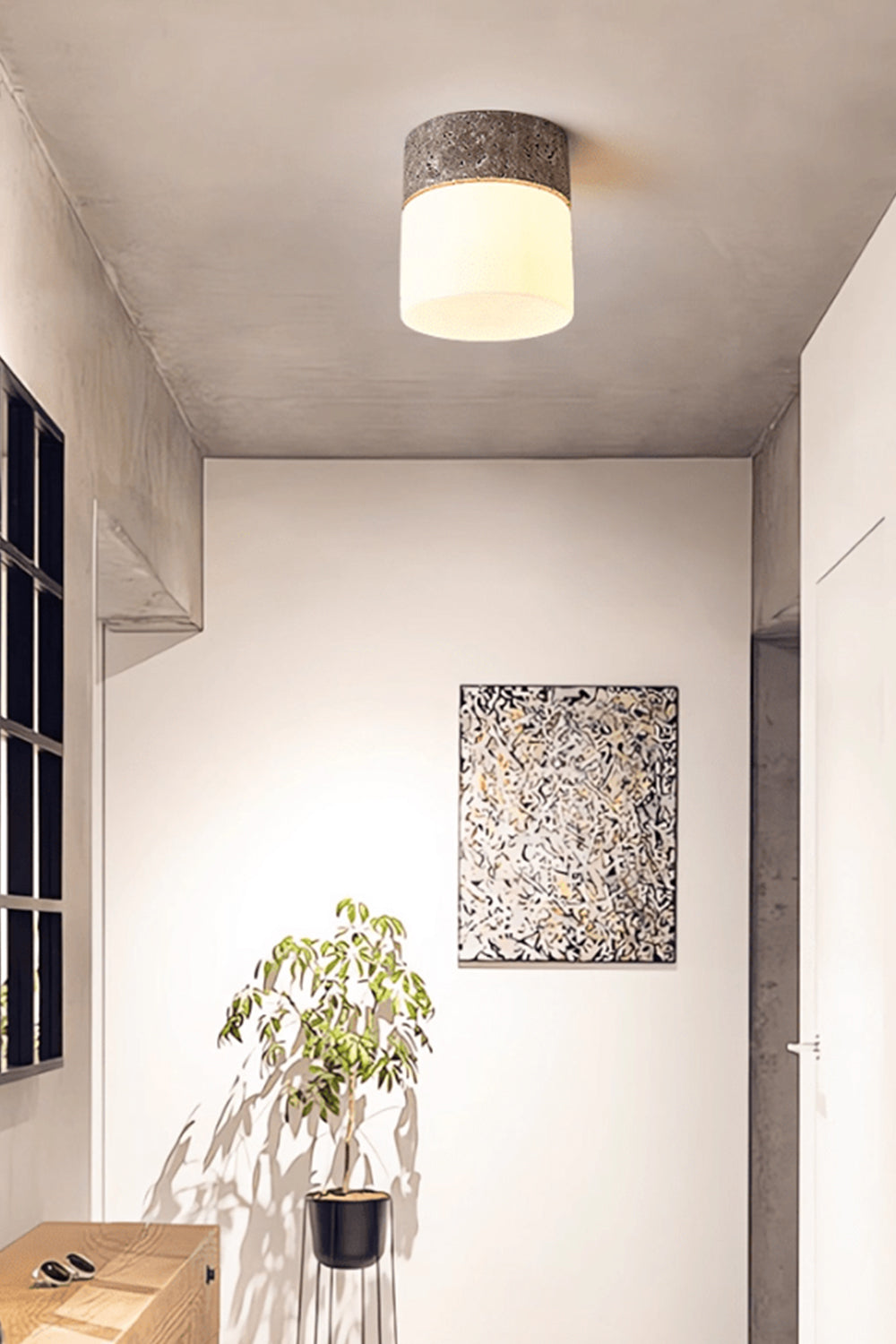 Travertine Cylinder Ceiling Lamp