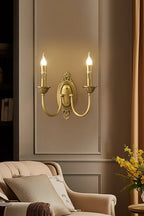 Vintage Candle Brass Wall Lamp