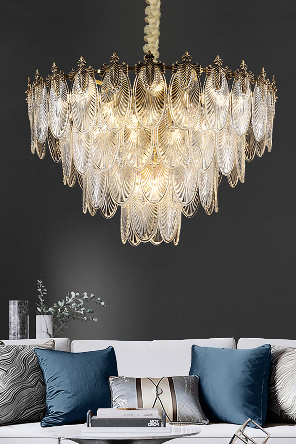Vintage Crystal Leaf Chandelier