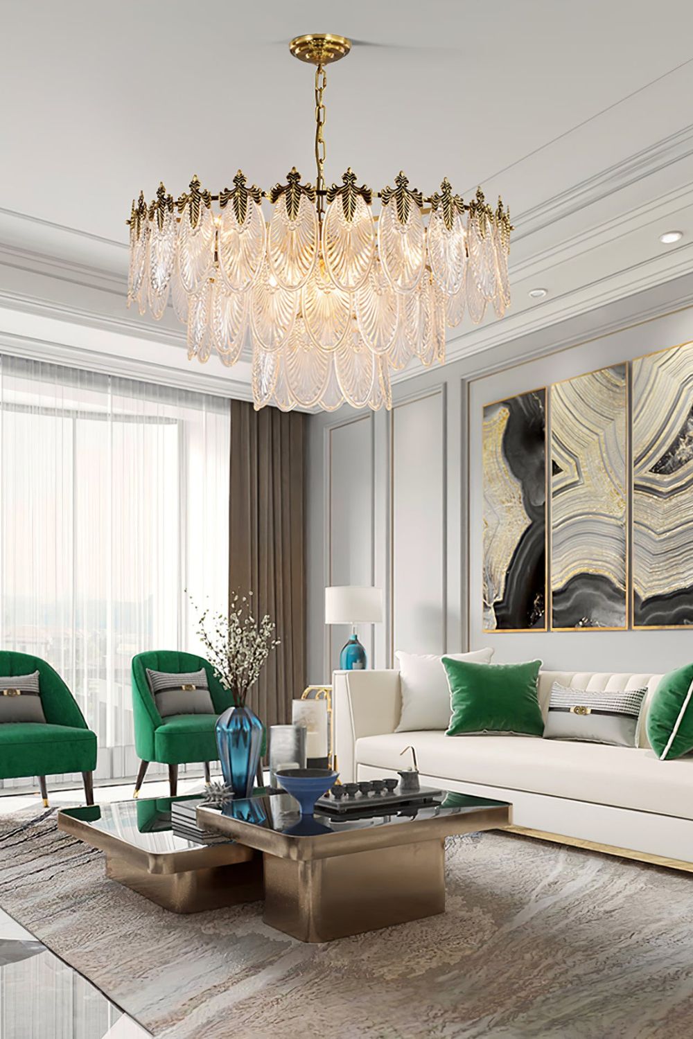 Vintage Crystal Leaf Chandelier