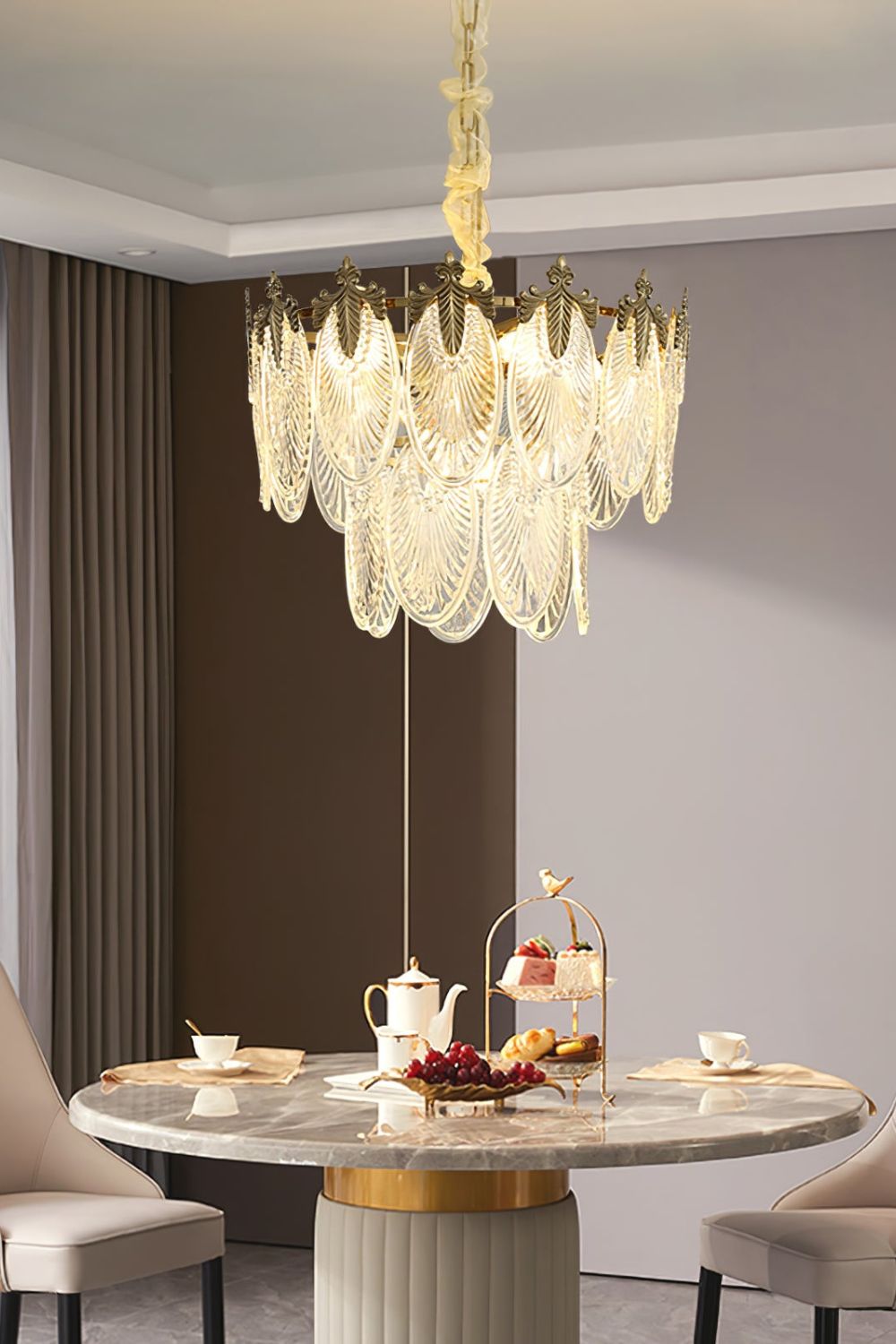 Vintage Crystal Leaf Chandelier