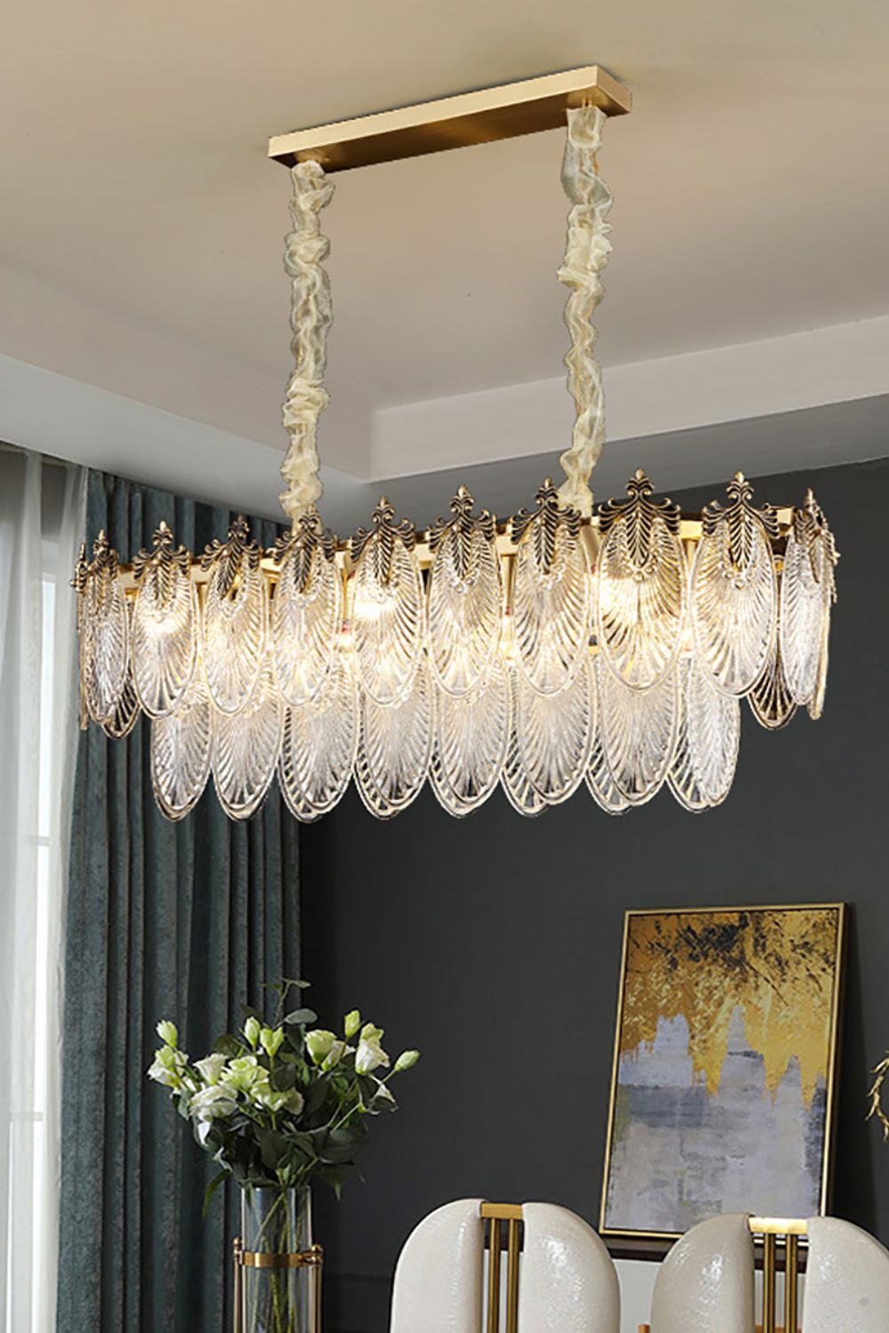 Vintage Crystal Leaf Chandelier