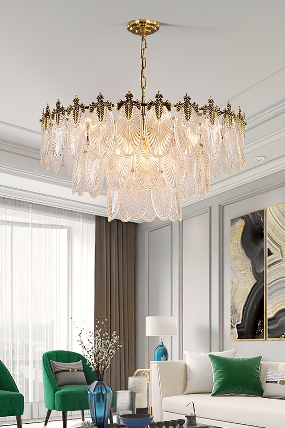 Vintage Crystal Leaf Chandelier