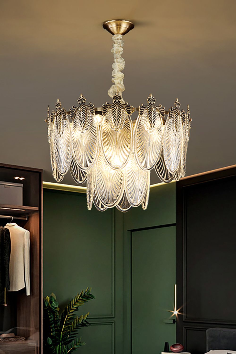 Vintage Crystal Leaf Chandelier