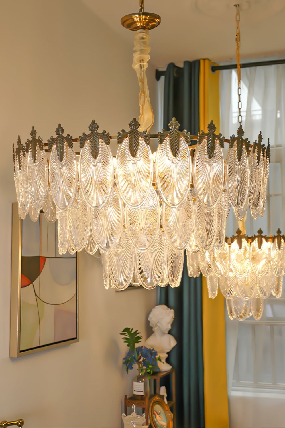 Vintage Crystal Leaf Chandelier