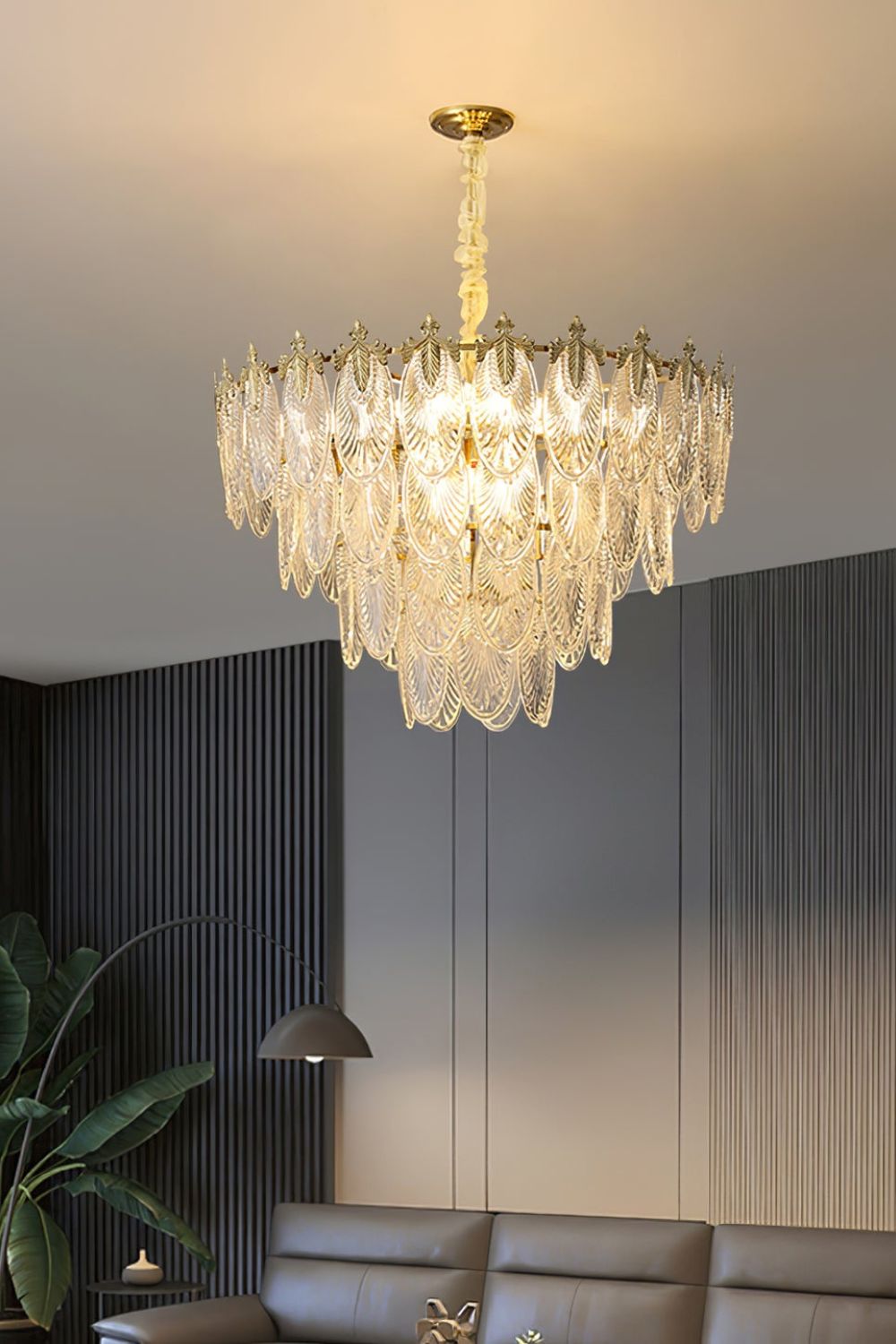 Vintage Crystal Leaf Chandelier