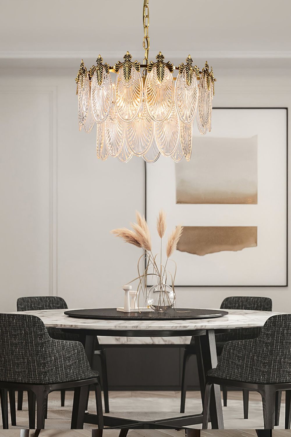Vintage Crystal Leaf Chandelier