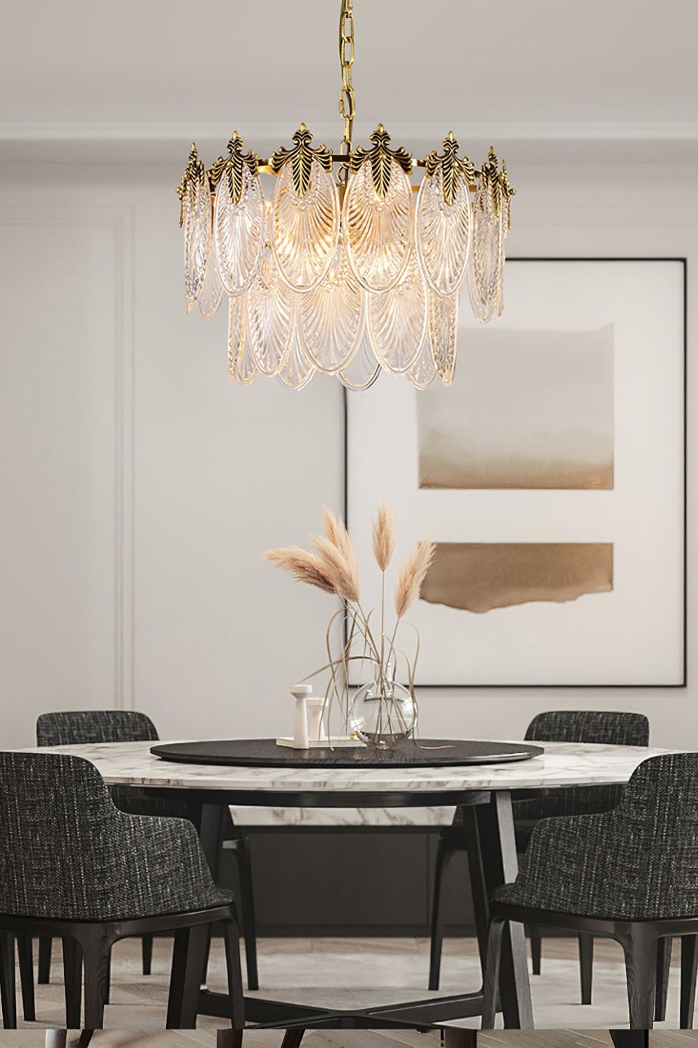 Vintage Crystal Leaf Chandelier
