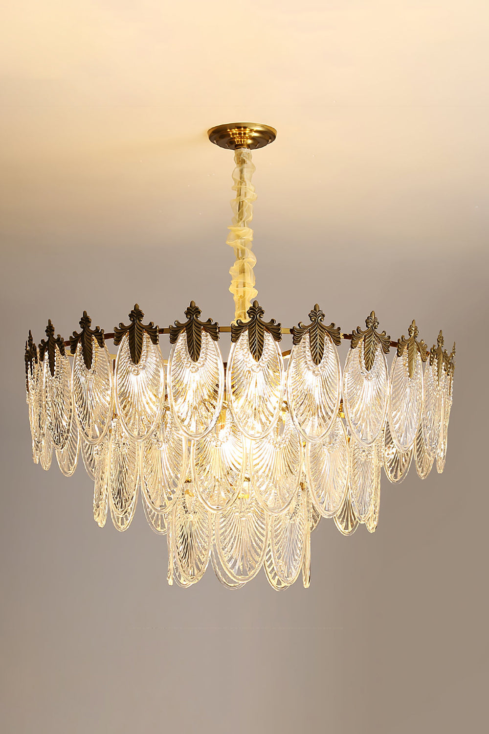 Vintage Crystal Leaf Chandelier