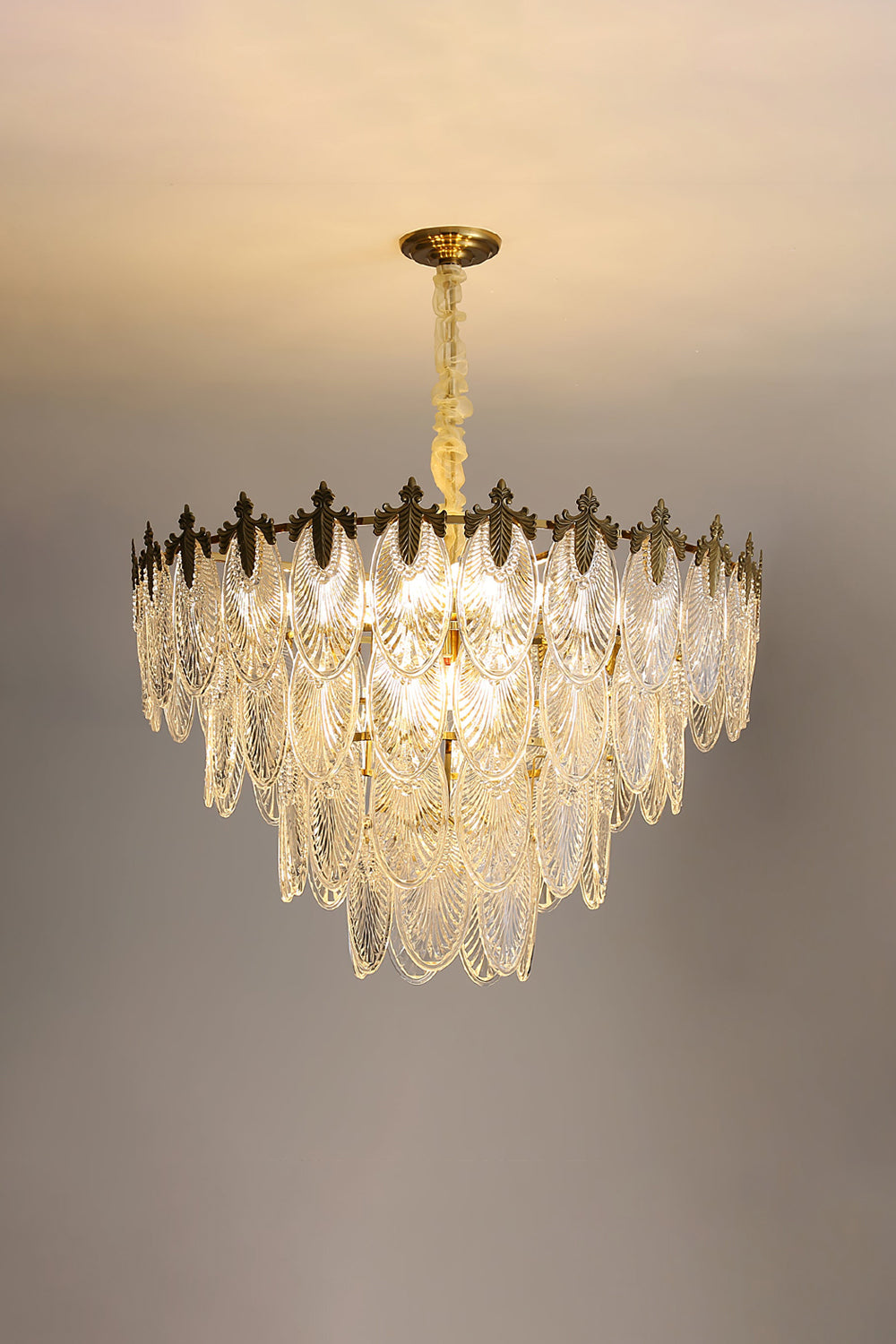 Vintage Crystal Leaf Chandelier