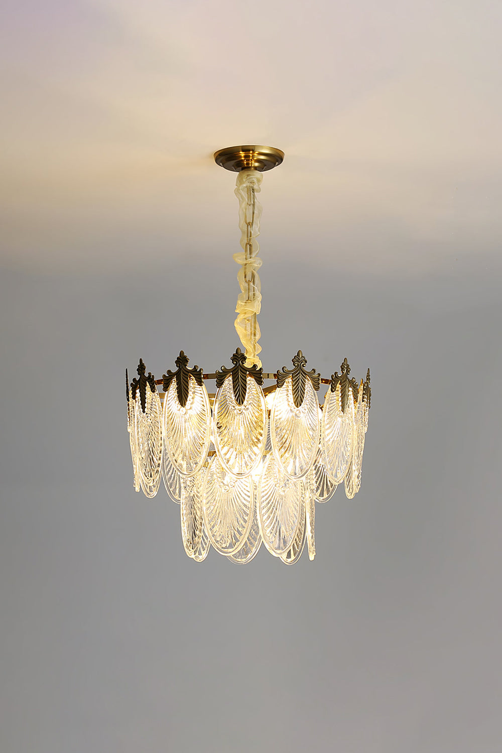 Vintage Crystal Leaf Chandelier