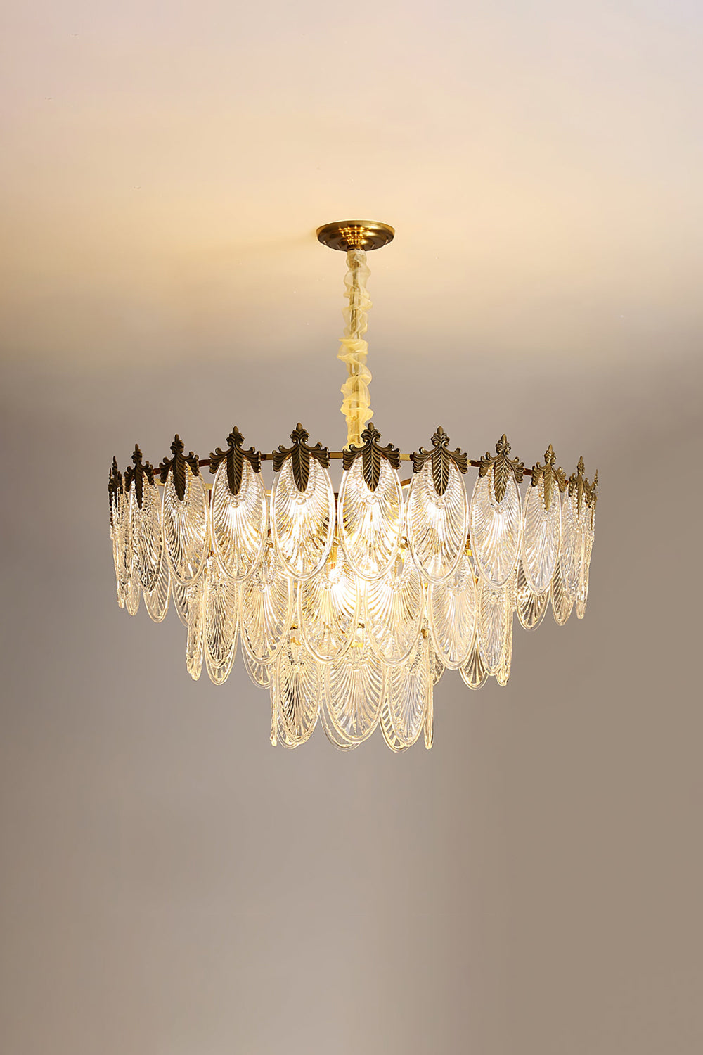Vintage Crystal Leaf Chandelier