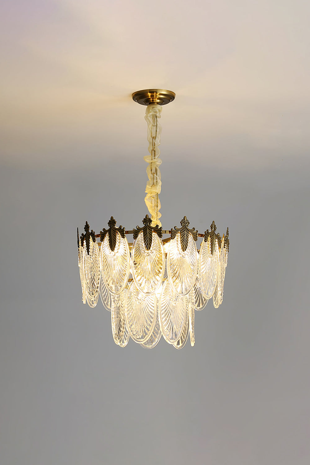 Vintage Crystal Leaf Chandelier