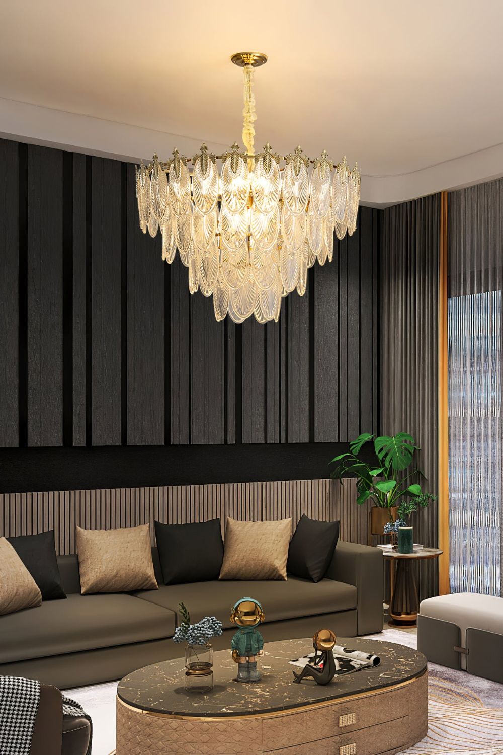 Vintage Crystal Leaf Chandelier
