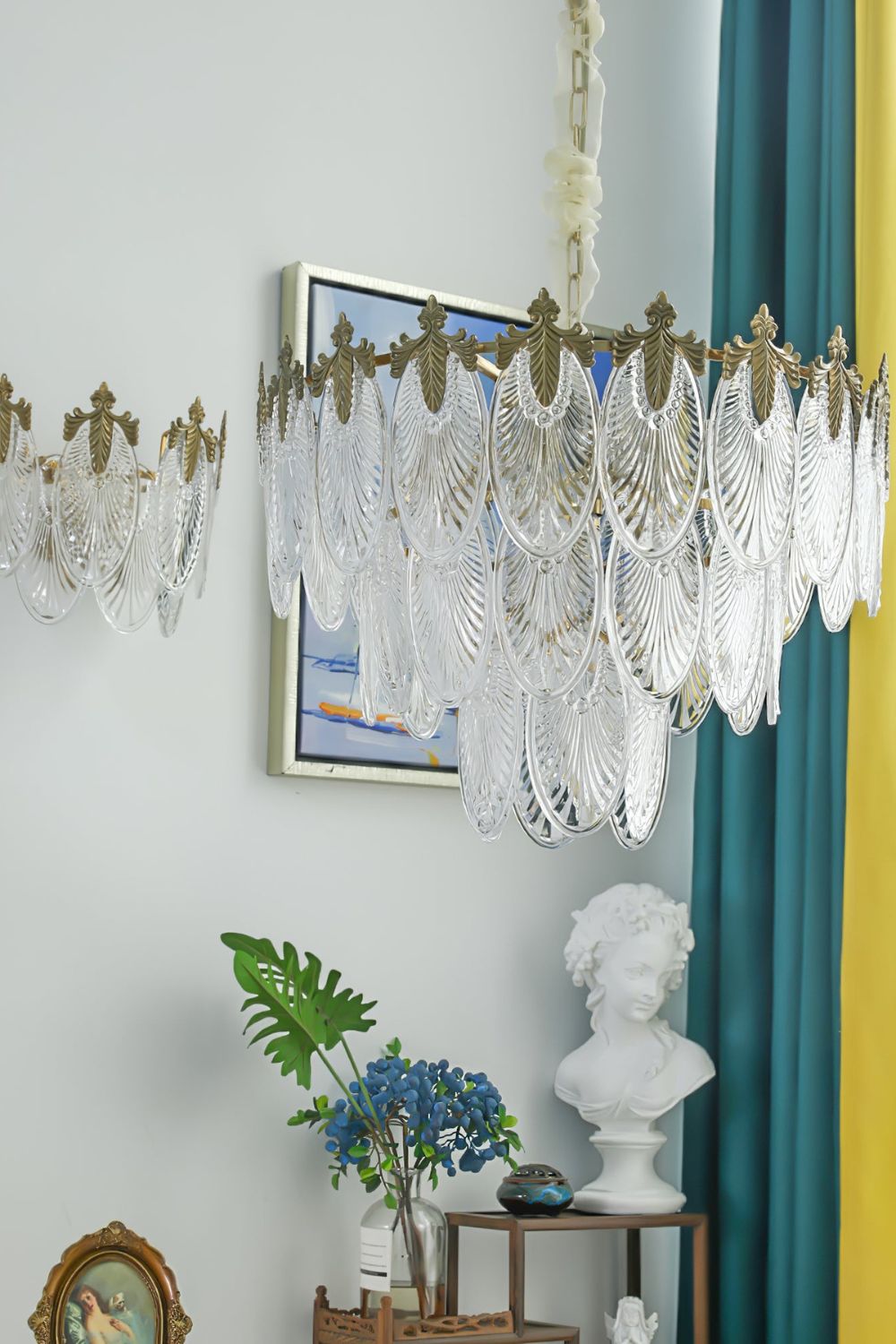 Vintage Crystal Leaf Chandelier