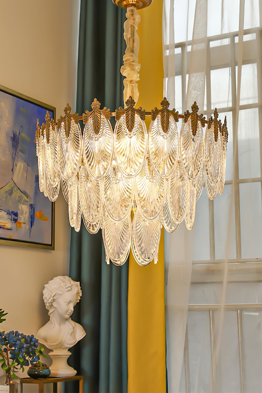 Vintage Crystal Leaf Chandelier