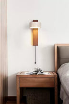 Walnut Wood Travertine Beam Wall Sconce