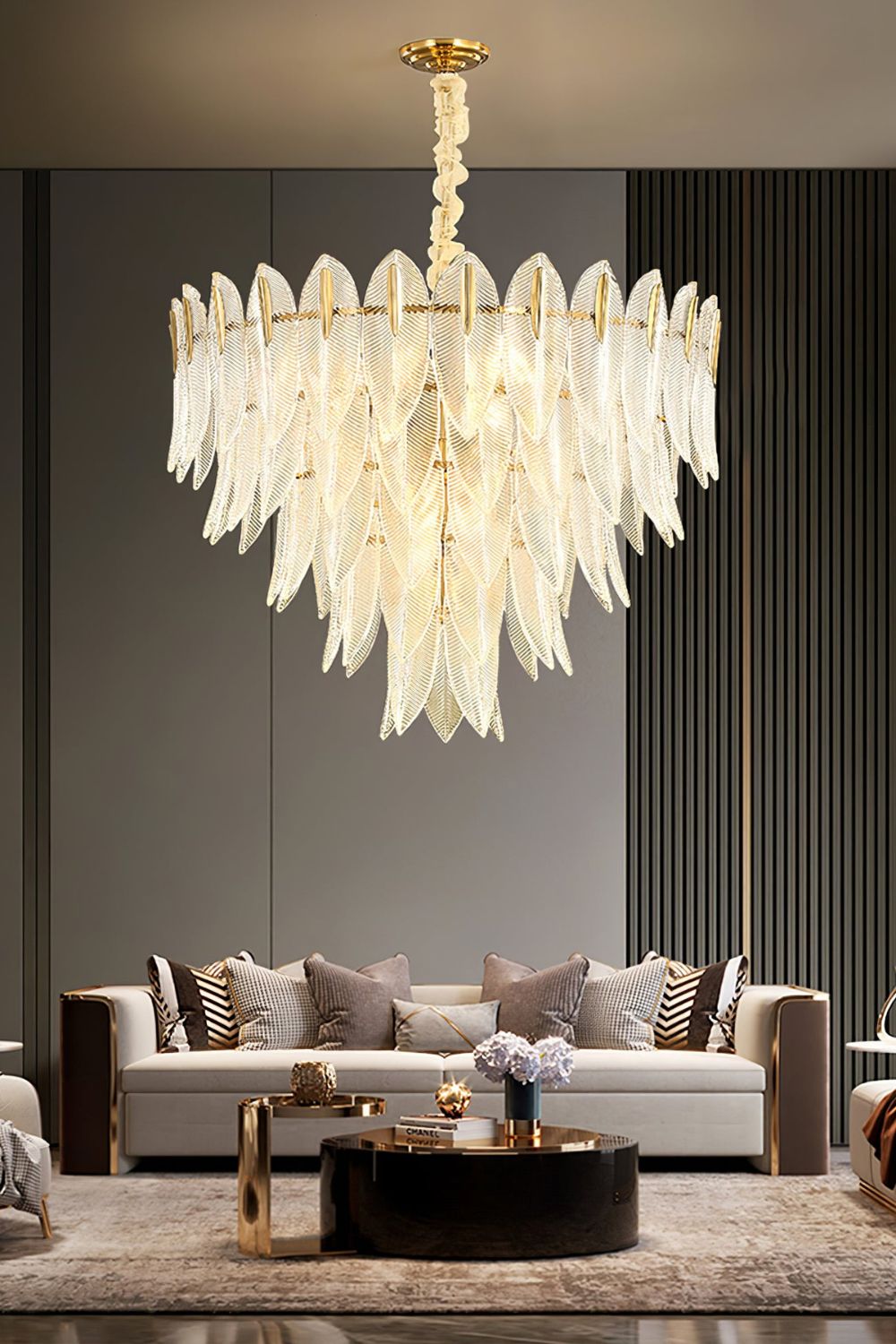 Glass Feathers Chandelier