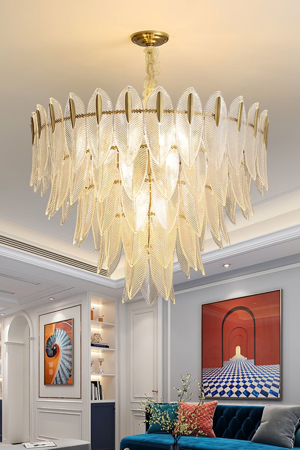 Glass Feathers Chandelier