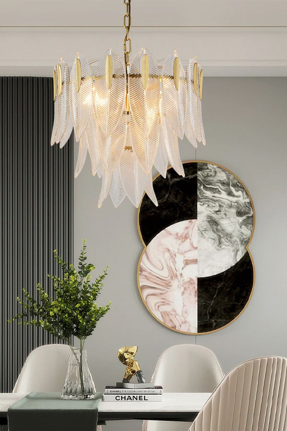 Glass Feathers Chandelier