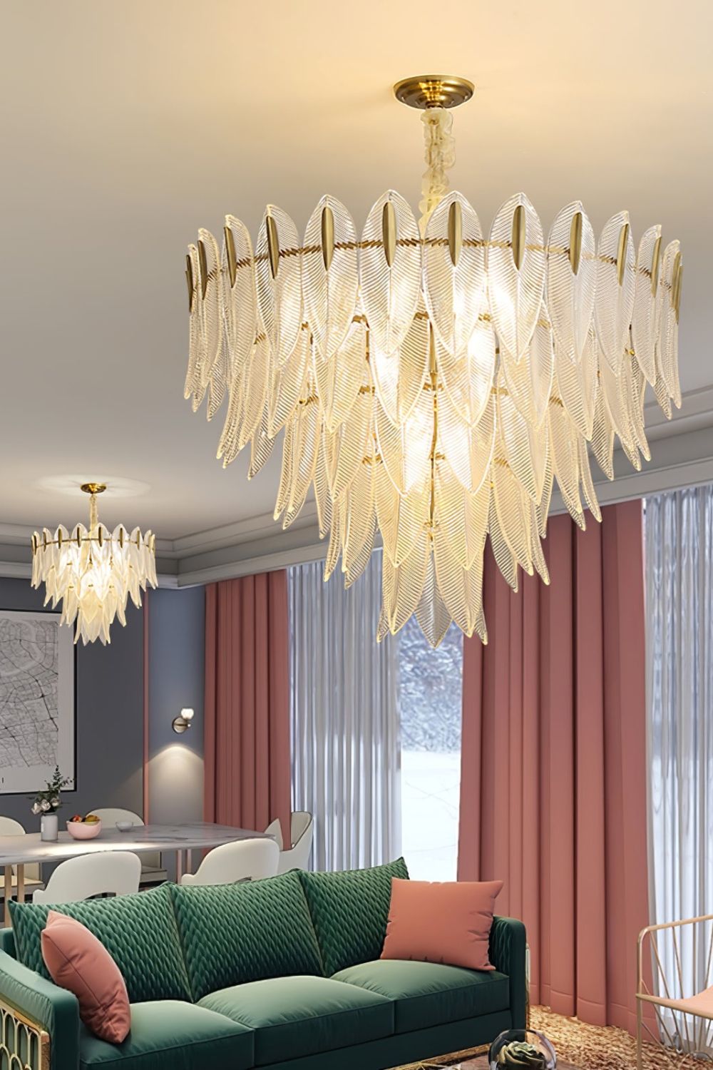Glass Feathers Chandelier