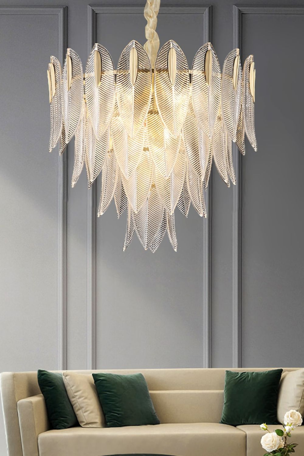 Glass Feathers Chandelier