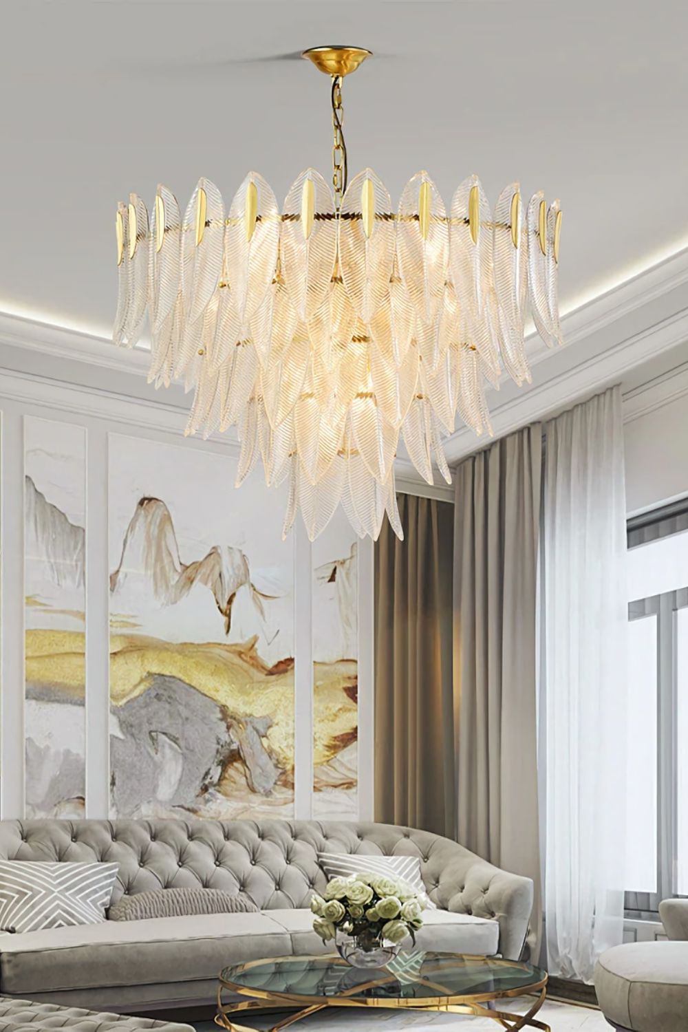 Glass Feathers Chandelier