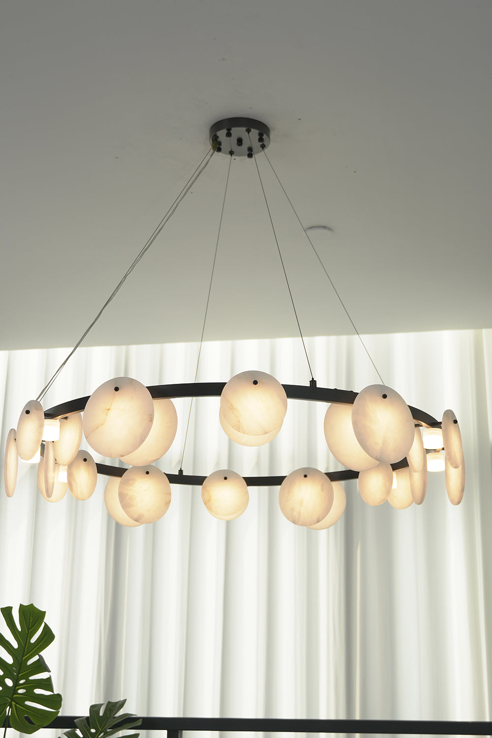 Alabaster Disc Ring Chandelier