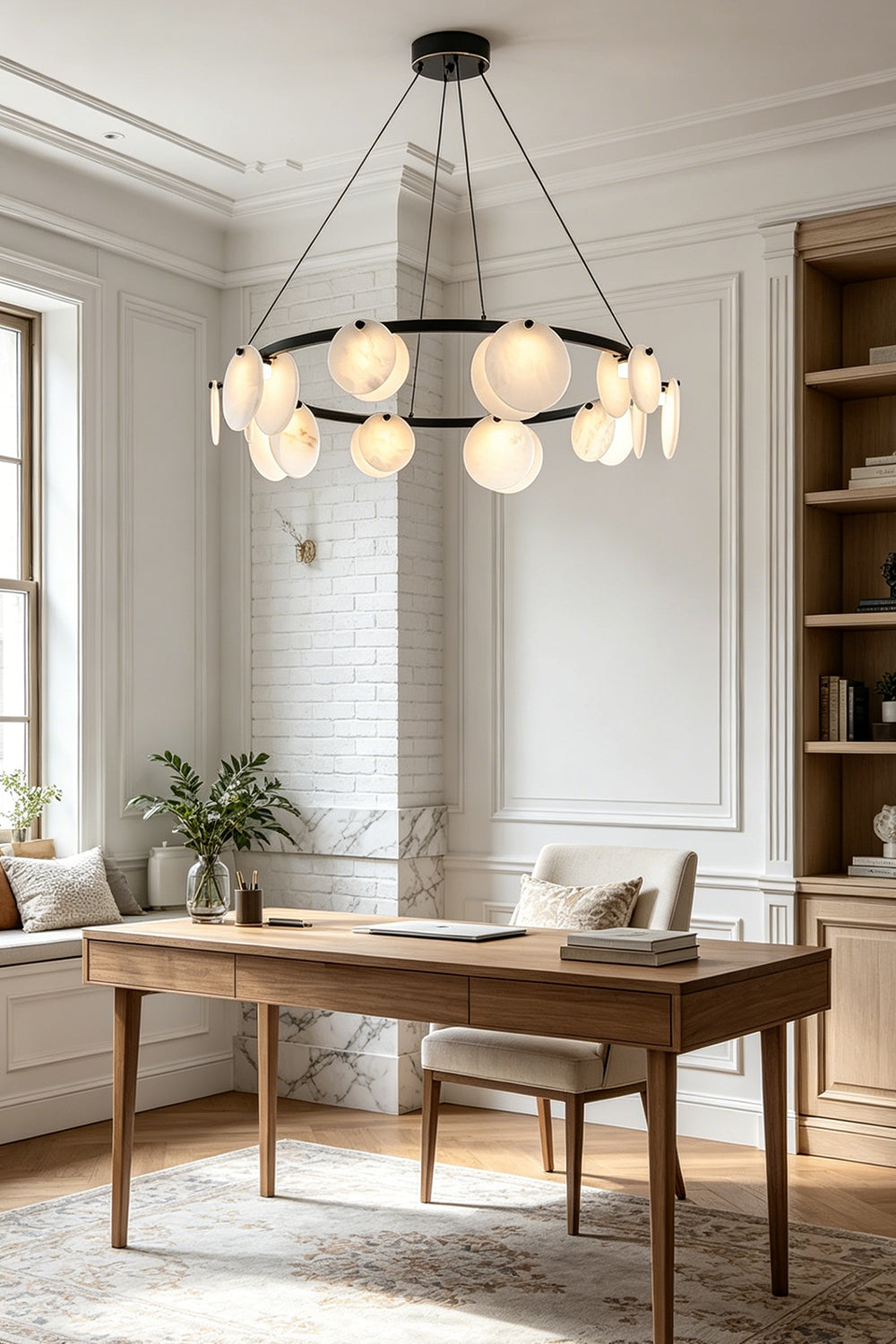Alabaster Disc Ring Chandelier