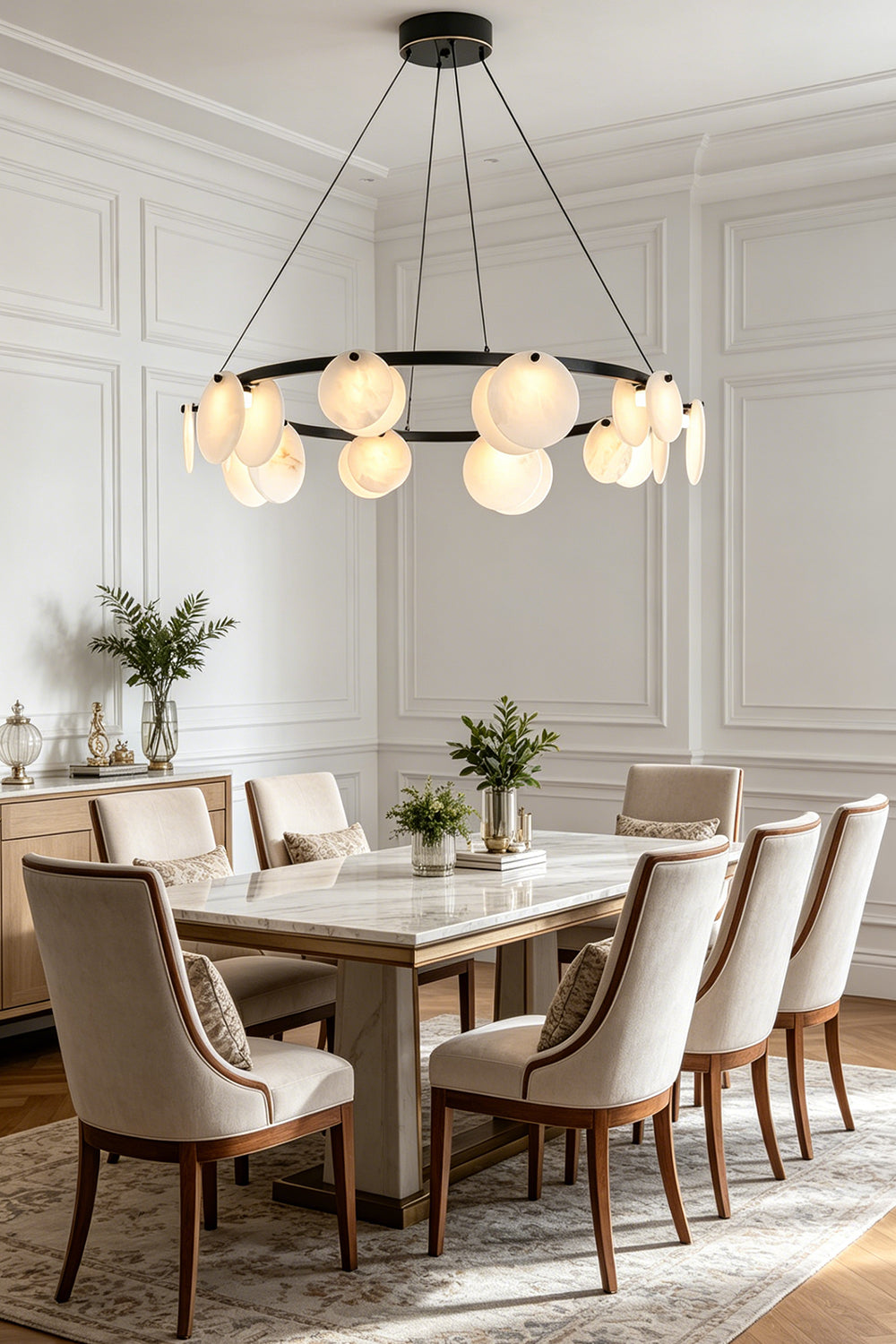 Alabaster Disc Ring Chandelier