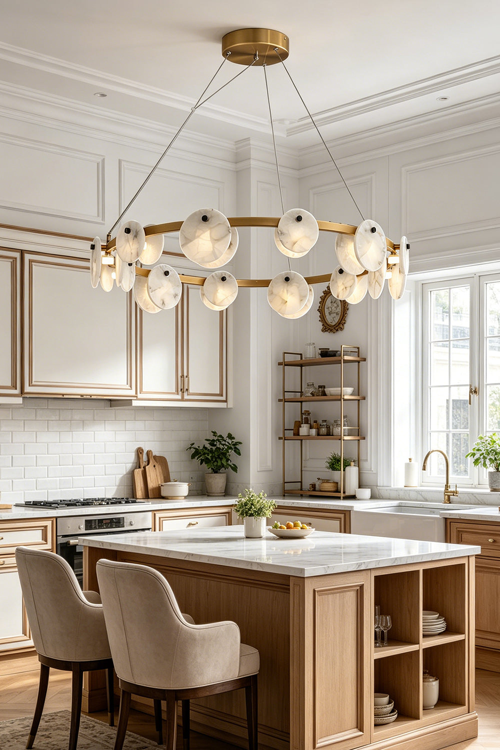 Alabaster Disc Ring Chandelier
